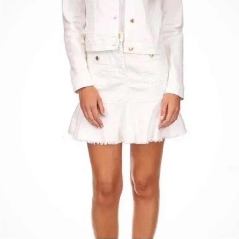 NEW Michaell Kors Flounce Denim Skirt size 2 white